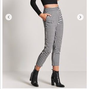 Forever 21 Gingham High-Waisted Ankle Pants